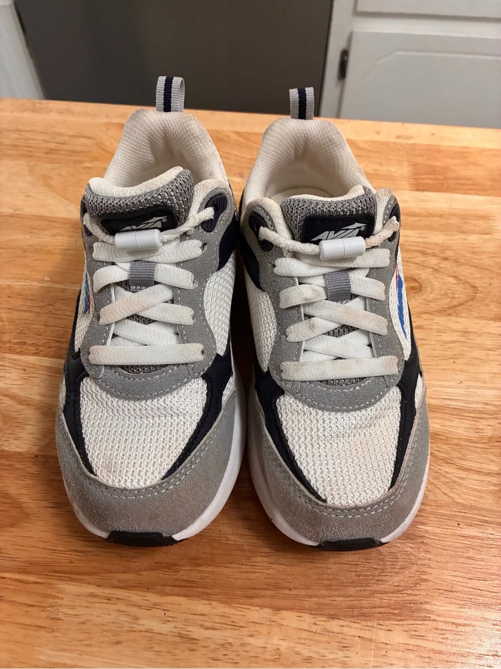 Avia White, Gray & Navy Kids Athletic Sneakers